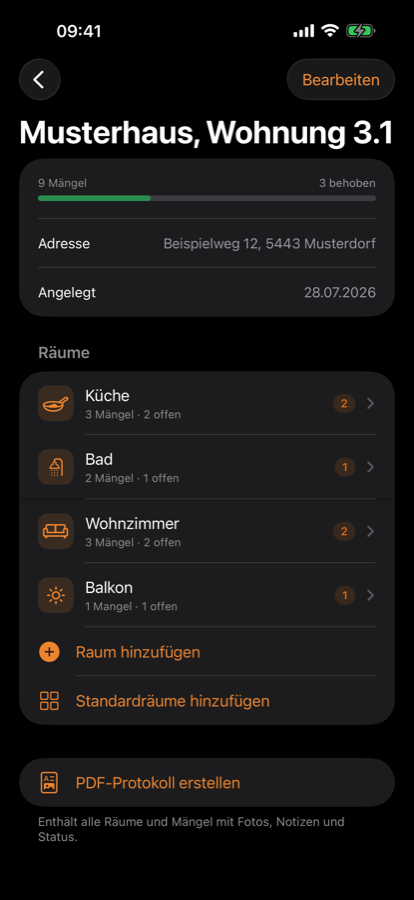 Rooms with progress bar