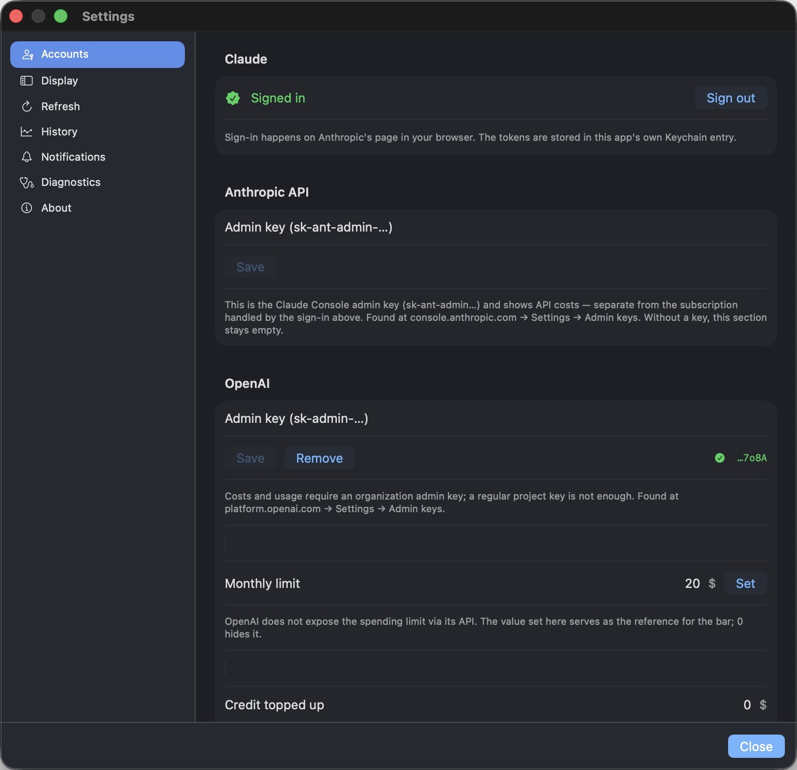 AI-Cockpit account settings